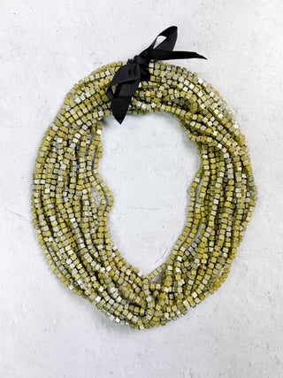 Jianhui London Hand Painted The Next Pashmina Beaded Necklace, Chartreuse/Silver - Statement Boutique