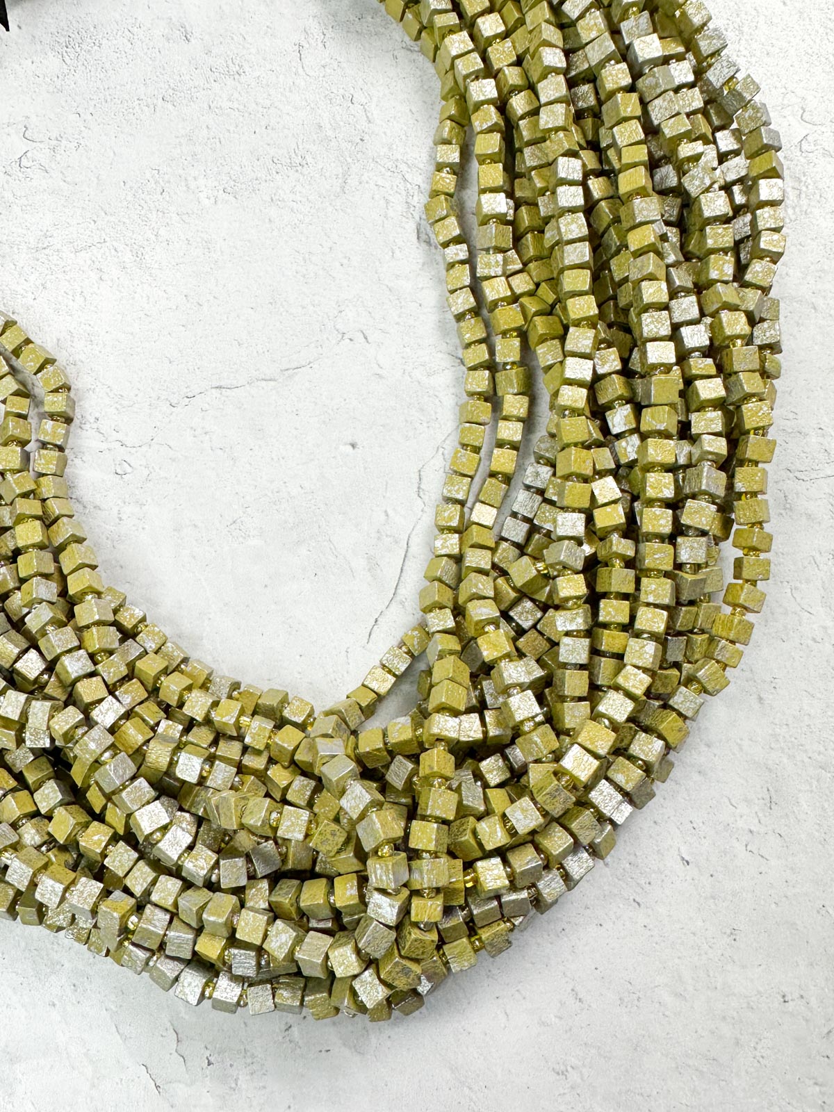 Jianhui London Hand Painted The Next Pashmina Beaded Necklace, Chartreuse/Silver - Statement Boutique