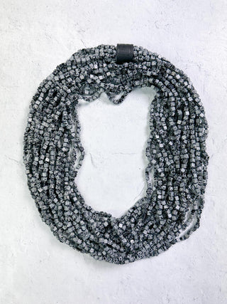 Jianhui London Hand Painted The Next Pashmina Beaded Necklace, Grey/Black - Statement Boutique