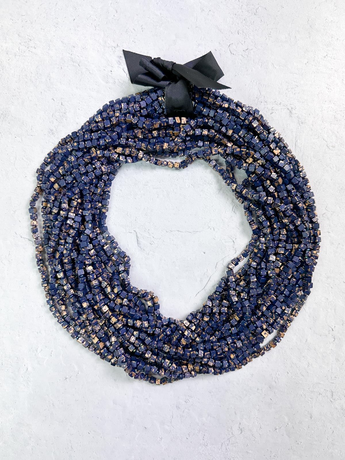Jianhui London Hand Painted The Next Pashmina Beaded Necklace, Navy/Gold - Statement Boutique