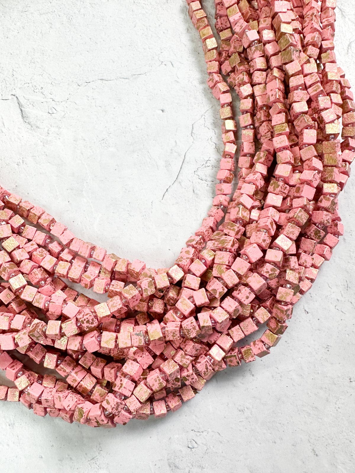Jianhui London Hand Painted The Next Pashmina Beaded Necklace, Pink/Gold - Statement Boutique