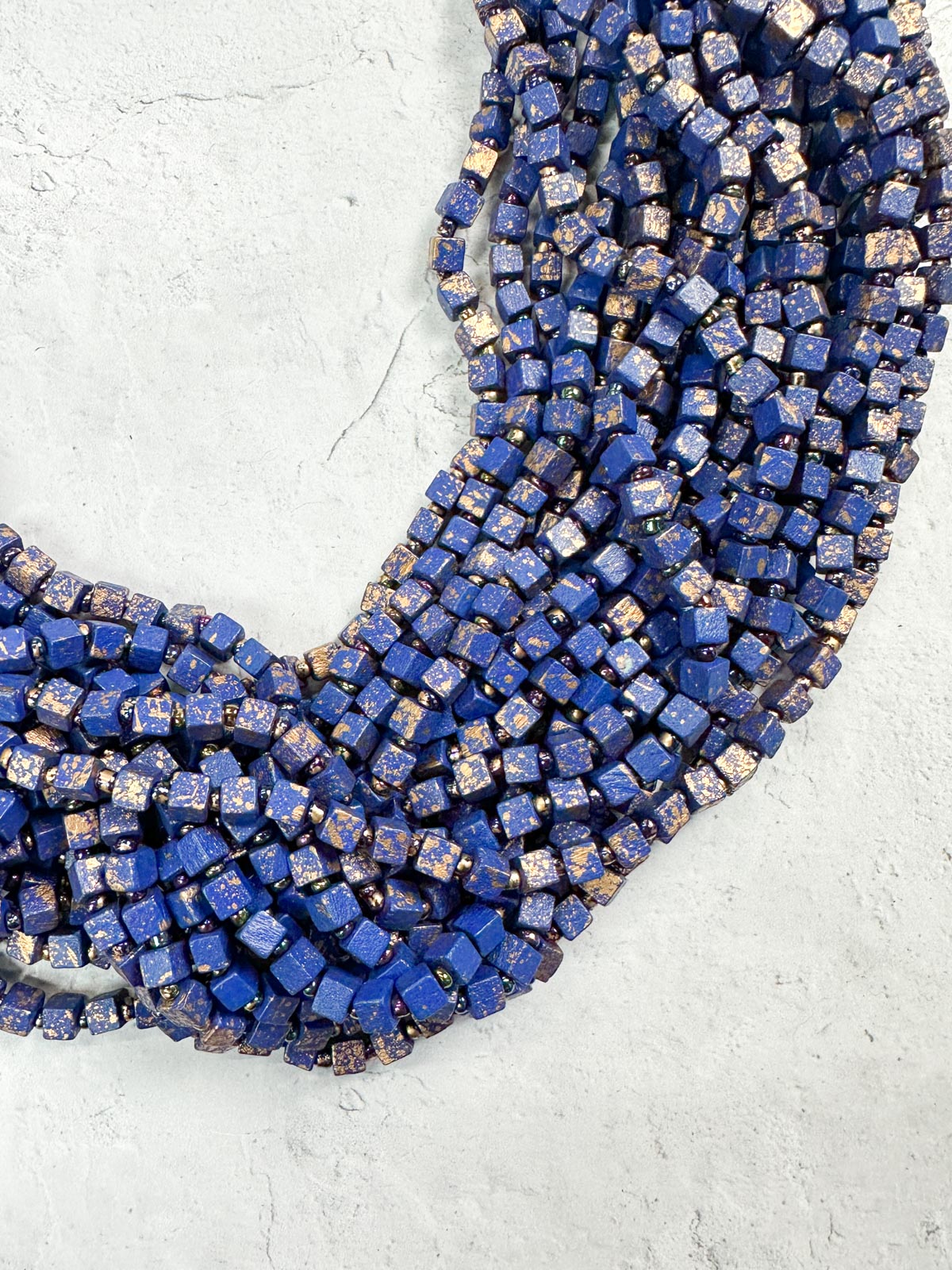Jianhui London Hand Painted The Next Pashmina Beaded Necklace, Royal Blue/Gold - Statement Boutique