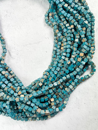 Jianhui London Hand Painted The Next Pashmina Beaded Necklace, Teal/Gold - Statement Boutique