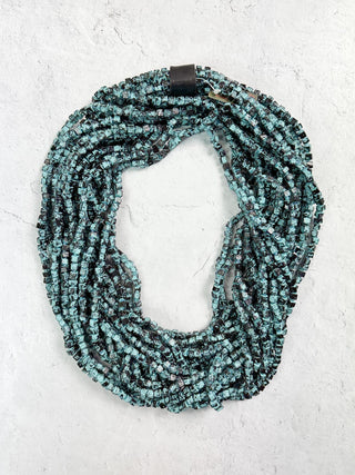 Jianhui London Hand Painted The Next Pashmina Beaded Necklace, Turquoise/Black - Statement Boutique