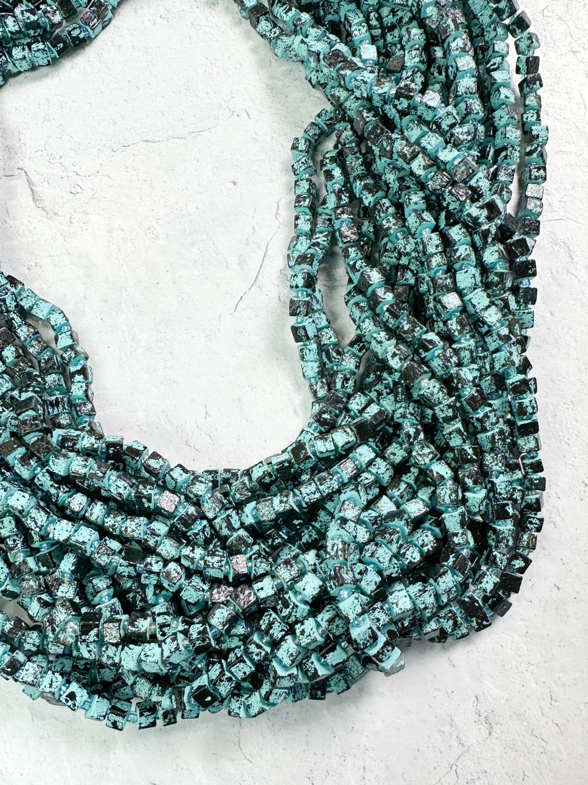 Jianhui London Hand Painted The Next Pashmina Beaded Necklace, Turquoise/Black - Statement Boutique