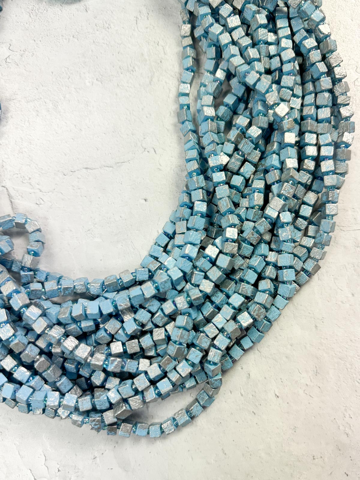 Jianhui London Hand Painted The Next Pashmina Beaded Necklace, Powder Blue/Silver - Statement Boutique