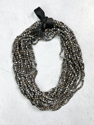 Jianhui London Hand Painted The Next Pashmina Beaded Necklace, Wood/Silver - Statement Boutique