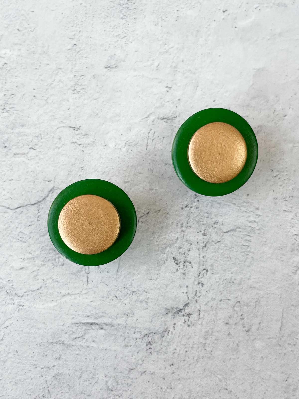 Jianhui London Two Layer Round Clip On Earrings, Spring Green/Gold - Statement Boutique