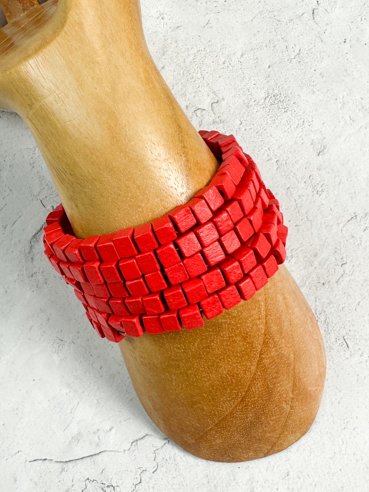 Jianhui London Wooden Bead Snake Bracelet, Red - Statement Boutique