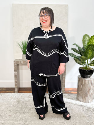 Joseph Ribkoff Abstract Jacquard Sweater Knit Pullover, Black/White - Statement Boutique