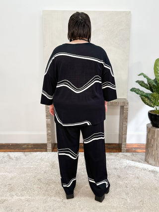 Joseph Ribkoff Abstract Jacquard Sweater Knit Pants, Black/White - Statement Boutique