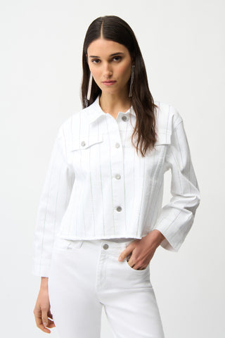 Denim Jacket With Rhinestones, White