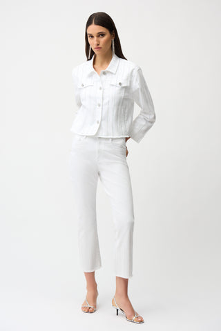 Denim Jacket With Rhinestones, White