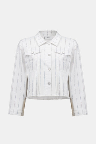 Denim Jacket With Rhinestones, White