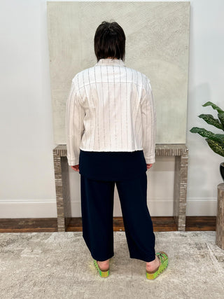 Joseph Ribkoff Denim Jacket With Rhinestones, White - Statement Boutique