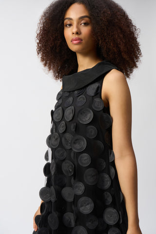 Joseph Ribkoff Dot Applique Sleeveless Trapeze Dress, Black - Statement Boutique