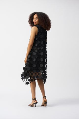 Joseph Ribkoff Dot Applique Sleeveless Trapeze Dress, Black - Statement Boutique