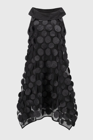 Joseph Ribkoff Dot Applique Sleeveless Trapeze Dress, Black - Statement Boutique