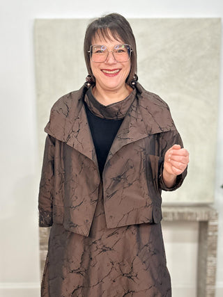 Jacquard Memory Asymmetrical Jacket, Brown/Black