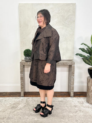 Jacquard Memory Asymmetrical Jacket, Brown/Black