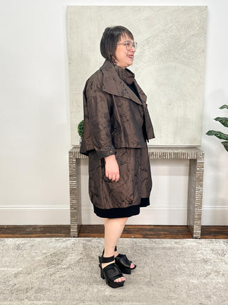 Jacquard Memory Asymmetrical Jacket, Brown/Black
