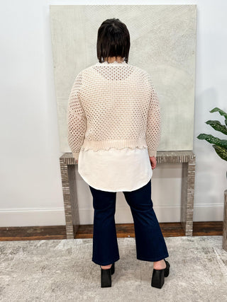 Knit Denim Cropped Flare Pant, Dark Denim Blue