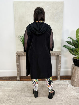 Joseph Ribkoff Memory and Mesh A-Line Cover-Up With Hood, Black - Statement Boutique