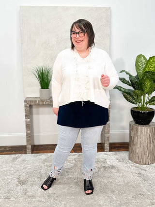 Joseph Ribkoff Pearl & Cut-out Slim Leg Pull-On Jeans, Light Blue Denim - Statement Boutique