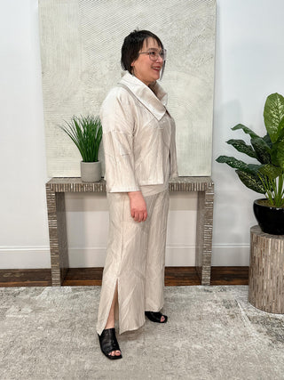 Joseph Ribkoff Pleated Satin Pull-On Culotte Pants, Moonstone - Statement Boutique