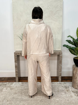 Joseph Ribkoff Pleated Satin Boxy Jacket With Overlay Collar, Moonstone - Statement Boutique