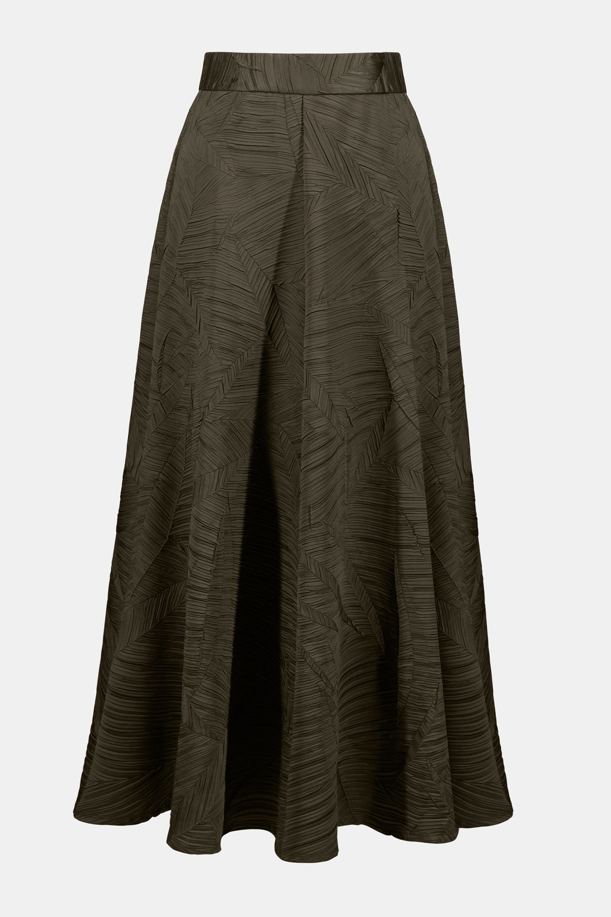 Joseph RIbkoff Pleated Satin Long Flared Skirt, Avocado – Statement Boutique