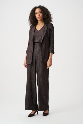 Pleated Satin Open Blazer, Mocha