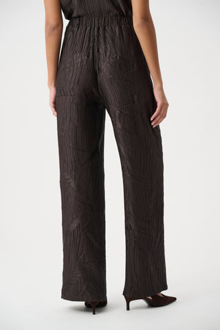 Pleated Satin Pull-On Wide-Leg Pants, Mocha
