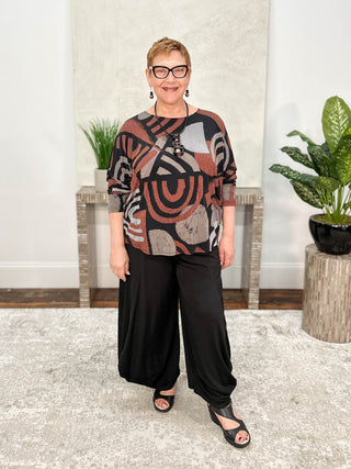 Joseph Ribkoff Printed Dolman Top, Black/Multi - Statement Boutique