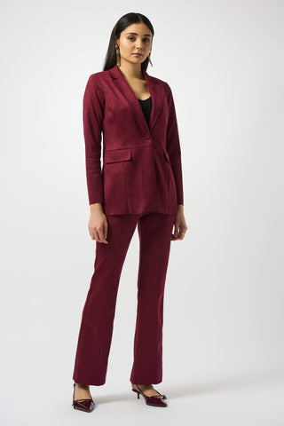 Joseph Ribkoff Scuba Suede Straight Blazer, Merlot - Statement Boutique
