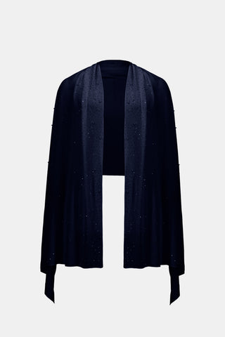Signature | Chiffon Rectangular Scarf With Rhinestones and Pearls, Midnight Blue