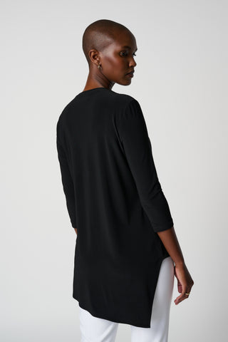 Silky Knit Asymmetric Tunic, Black
