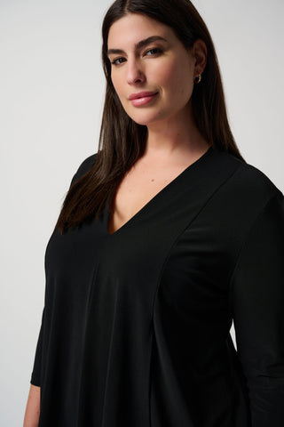 Silky Knit Asymmetric Tunic, Black