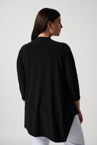 Silky Knit Asymmetric Tunic, Black