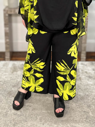 Joseph Ribkoff Silky Knit Floral Print Culotte Pants, Black/Multi - Statement Boutique