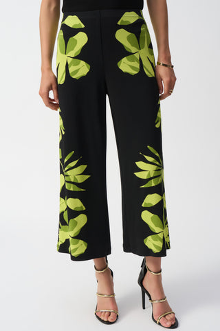 Joseph Ribkoff Silky Knit Floral Print Culotte Pants, Black/Multi - Statement Boutique