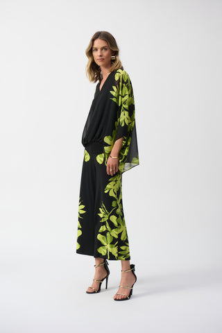 Joseph Ribkoff Silky Knit Floral Print Culotte Pants, Black/Multi - Statement Boutique