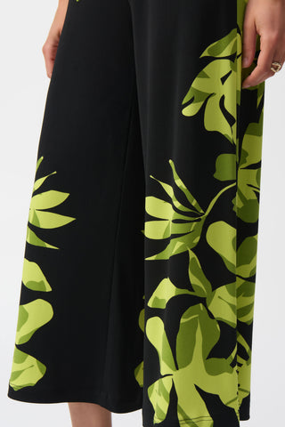 Joseph Ribkoff Silky Knit Floral Print Culotte Pants, Black/Multi - Statement Boutique