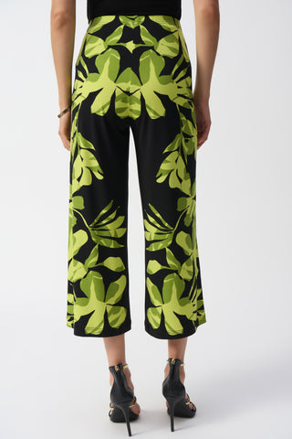 Joseph Ribkoff Silky Knit Floral Print Culotte Pants, Black/Multi - Statement Boutique