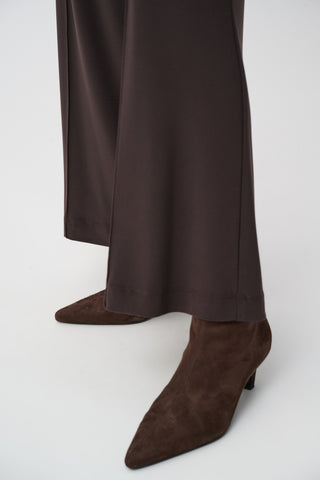 Silky Knit Pull-On Wide-Leg Pants, Mocha