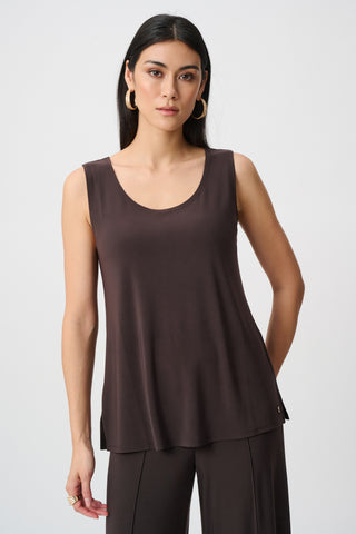 Silky Knit Scoop Neck Tank, Mocha