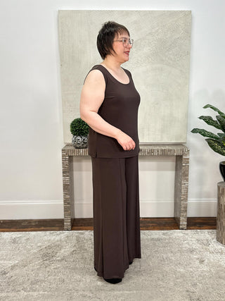 Silky Knit Pull-On Wide-Leg Pants, Mocha