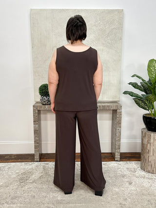 Silky Knit Pull-On Wide-Leg Pants, Mocha