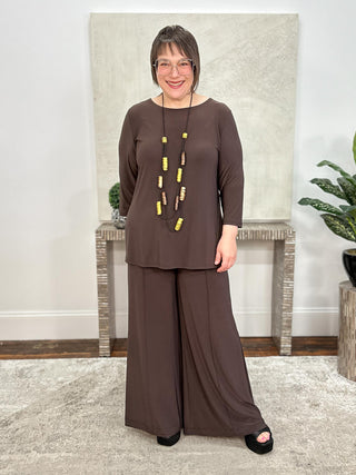 Silky Knit Straight Tunic, Mocha