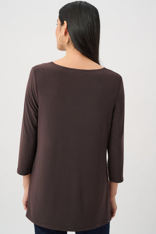 Silky Knit Straight Tunic, Mocha